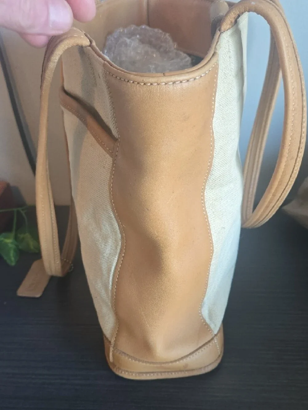 Coach Vintage Natural Canvas Tote with Tan Leather Preowned